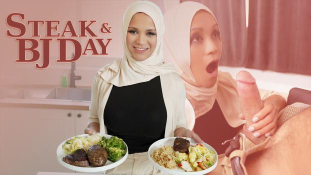 HijabMylfs - Jazmine Cruz - Steak And Blowjob Day - Hijab Porn
