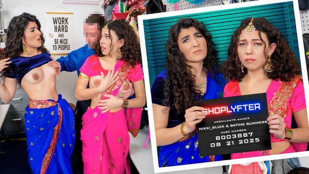Shoplyfter - Satine Summers, Nikki Slick - Under the Saris - Threesome